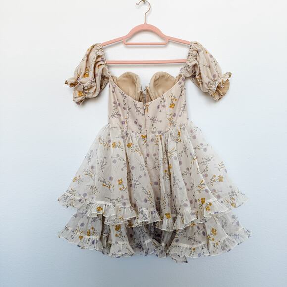 NWT Adeirlina The Lattest of Them All Off Shoulder Floral Fairy Mini Dress Small - Picture 9 of 11